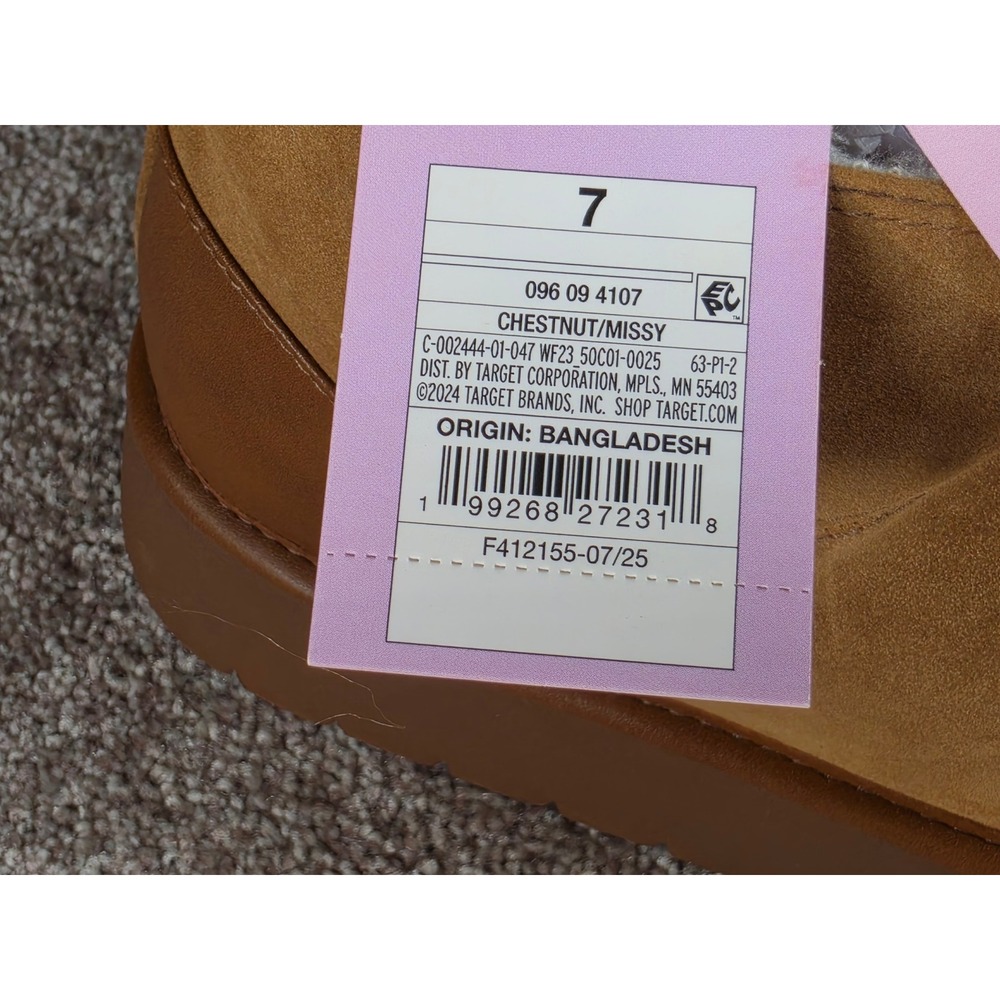 Wild Fable Missy Platform Boots Chestnut Faux Suede Ankle Booties Tan Size 7 - Picture 2 of 5